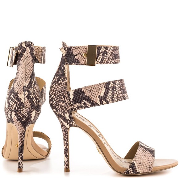 Sam Edelman Shoes - 💰SOLD💰💥 Taupe Ankle Strap Snakeskin Stilettos