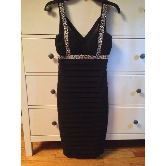 Betsy & Adam Embellished Open-Back Bandage Dress