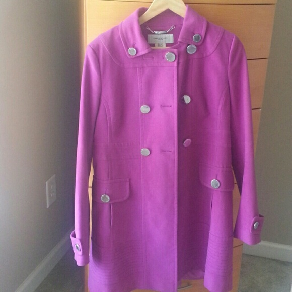 Karen Millen fuchsia military coat - Picture 2 of 4