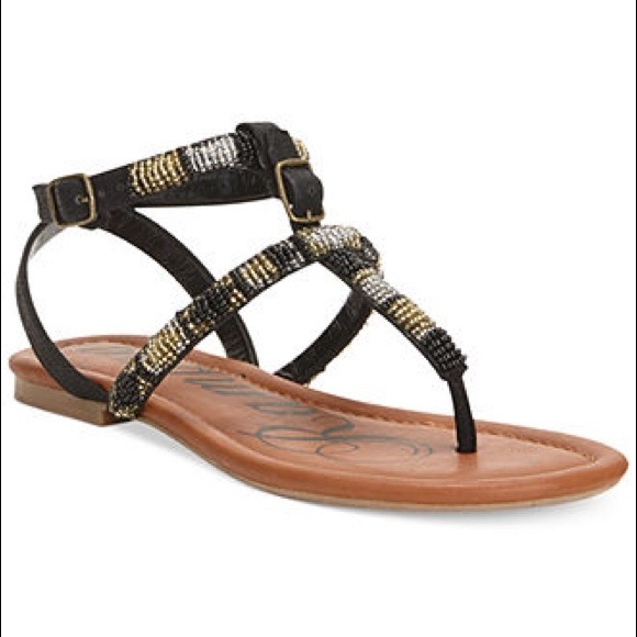 Palmey Black Beaded Flat Thongs