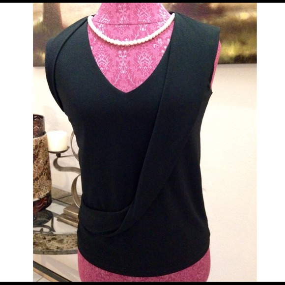 Ann Taylor Black Drape Top XS
