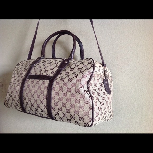 🌟SOLD🌟Gucci Brown G Logo Carry All Duffle Bag - Picture 2 of 4