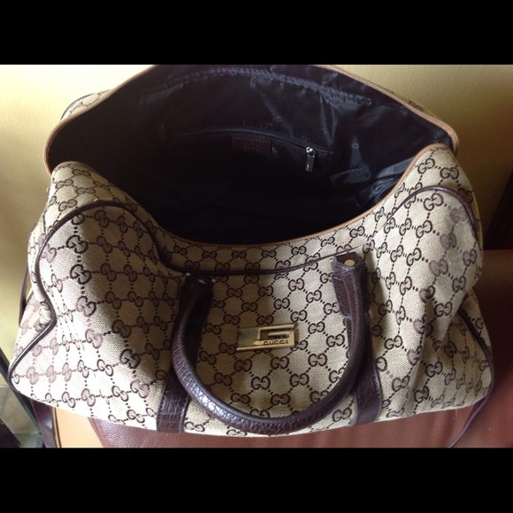 🌟SOLD🌟Gucci Brown G Logo Carry All Duffle Bag - Picture 4 of 4