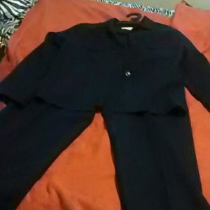 Dark navy blue pants suit.