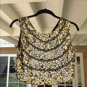 Gold Sequin Crop Top