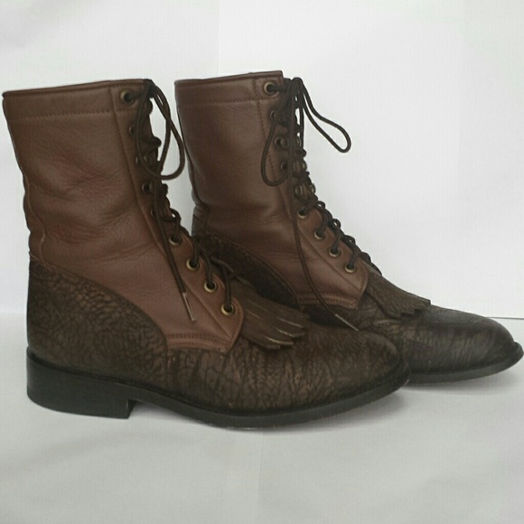 Zecuda laceup leather Combat Roper Boots - Picture 2 of 4