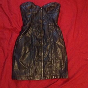 Leather strap less dress
