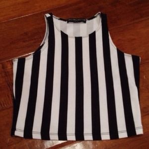 Brandy Melville Crop Stripe Black & White Top