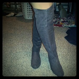 Brown Faux Suede Over The Knee Boots Size 7