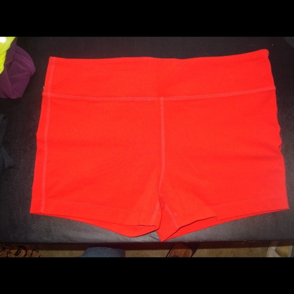 Red Athleta biker spandex shorts