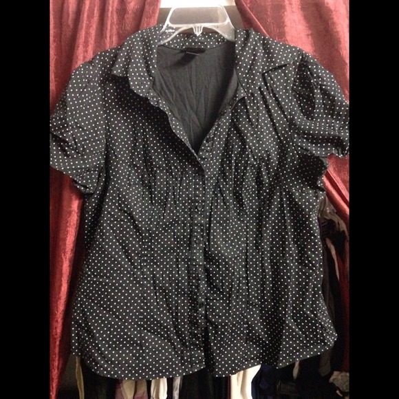 Lane Bryant Polkadot Short Sleeve Blouse