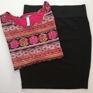 Black jersey pencil skirt