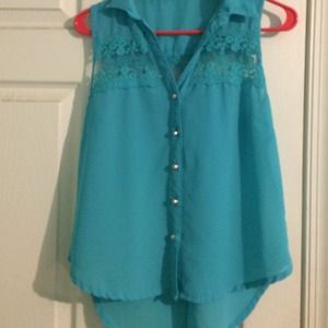 Light blue,lace chest, button down tank!