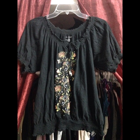 RXB Embroidered Peasant Top