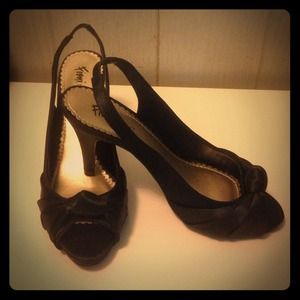 Black Slingback Peep Toe Heels