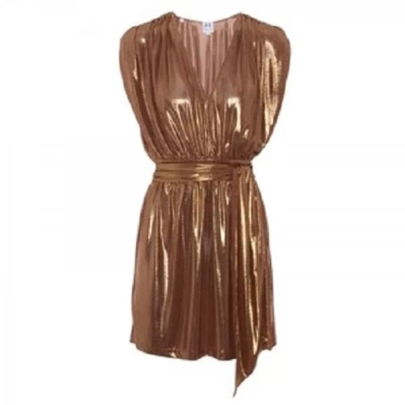🎯SOLD🎯 HALSTON HERITAGE Gold Shirred Pleat Dress
