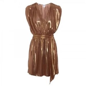 🎯SOLD🎯 HALSTON HERITAGE Gold Shirred Pleat Dress
