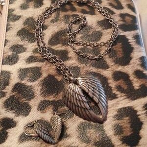 Angel wing necklace and earrings