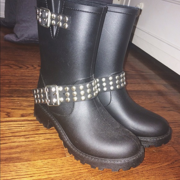Steve Madden Rain Booties with Studded Buckle