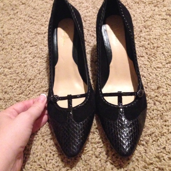 Rarely worn black, suede Cole Haan heels.  Size 8b