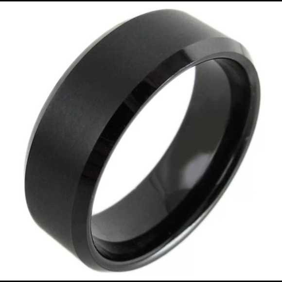 Tungsten Black Beveled Comfort Fit Wedding Band
