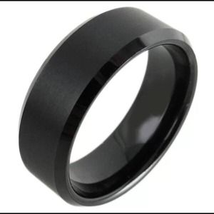 Tungsten Black Beveled Comfort Fit Wedding Band