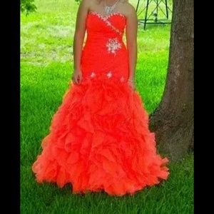 Beautiful and bright orange special occasion dress