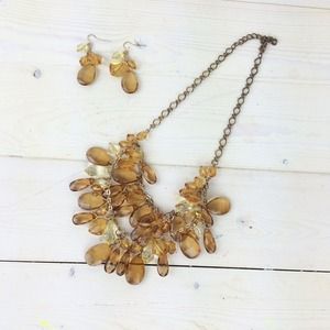 Jewelry - Amber Jeweled Statement Necklace & Earrings Jewelry - Amber Jeweled Statement Necklace & Earrings