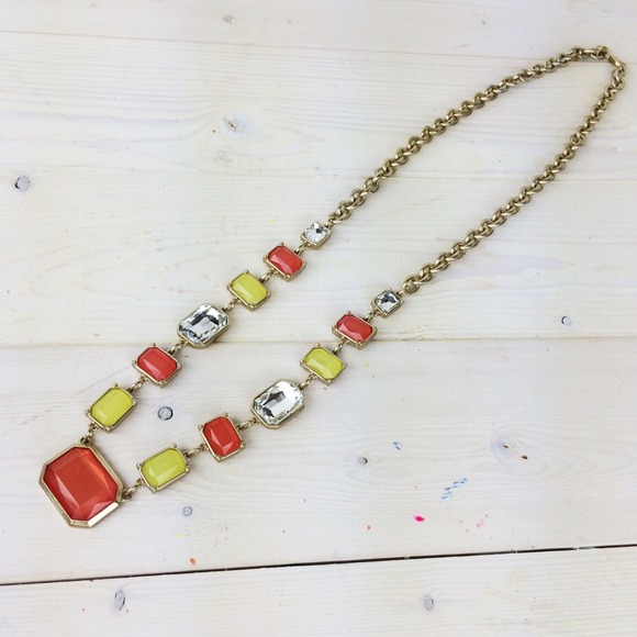 LOFT Jewelry - Coral, Neon Yellow, and Iridescent Long Necklace LOFT Jewelry - Coral, Neon Yellow, and Iridescent Long Necklace