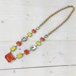LOFT Jewelry - Coral, Neon Yellow, and Iridescent Long Necklace LOFT Jewelry - Coral, Neon Yellow, and Iridescent Long Necklace