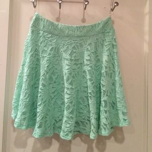 Mint floral lace skirt