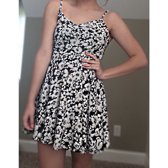 Black and white floral dress