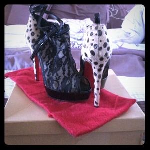 Christian Louboutin lace and Cheetah stiletto