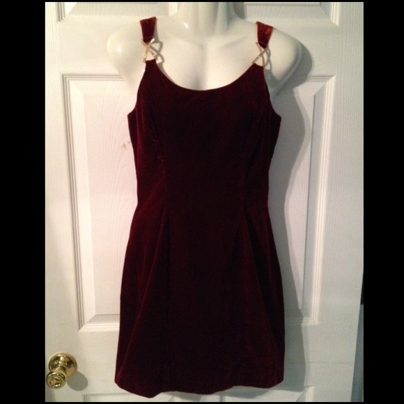 VTG Rampage Dark Red Velvet Mini Dress 3 Burgundy