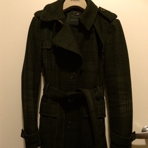 Banana Republic wool plaid trench coat