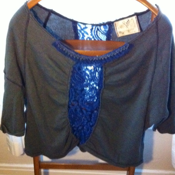 Free People Tops - Free People Lace Inset Layering Top RARE