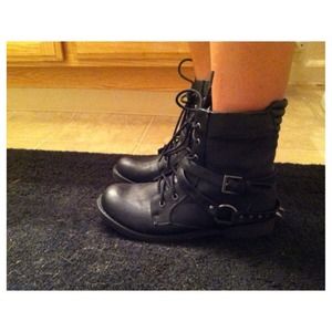 NEW very cute faux leather combat boots
