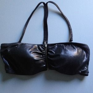 Black faux leather Bralette hot topic