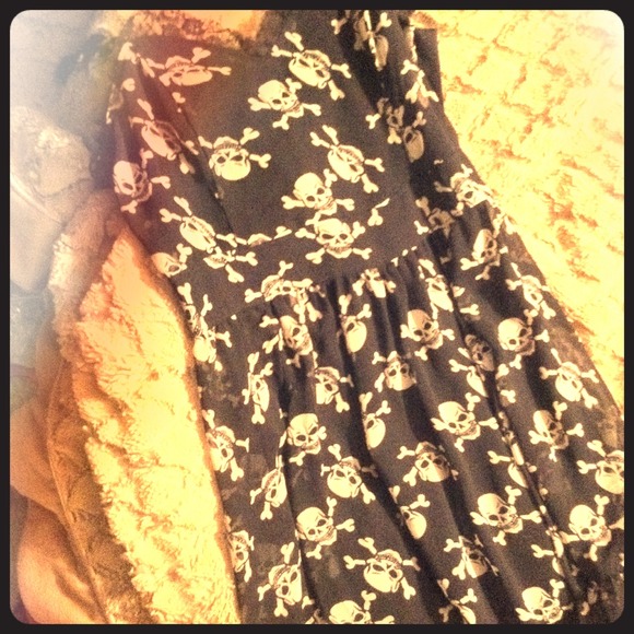 Skull and cross bones ruffled party dress