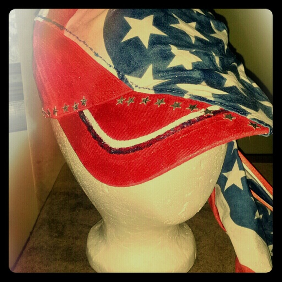 Ponytail patriot, USA Chemo red hat, adjustable st