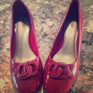 Size 8, East 5th Street, Red heels. Worn twice,
