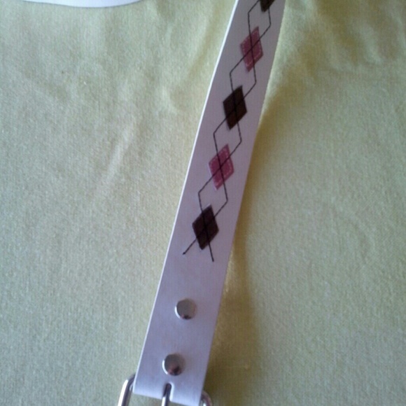 White leather belt with pink & brown suede leather