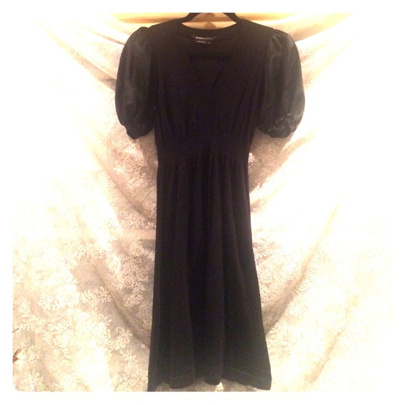V neck empire waste sweater dress w-silk sleeves