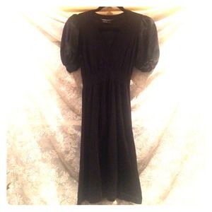 V neck empire waste sweater dress w-silk sleeves