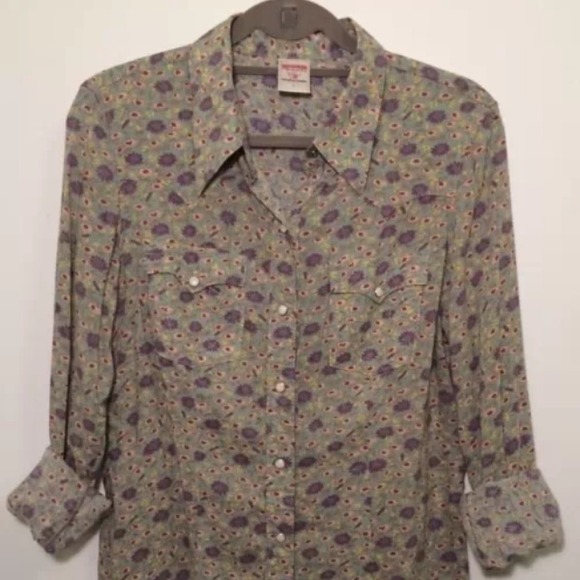 SOLD TRUE RELIGION Floral Button Down top Size L