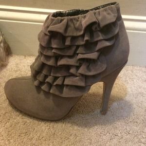 Grey Ruffle Booties