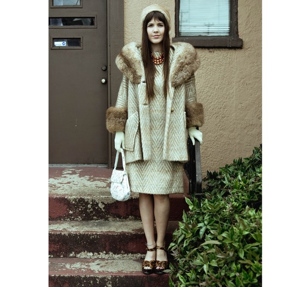 🌟Host Pick 🌟 Vintage Dress and Jacket Fur Trim