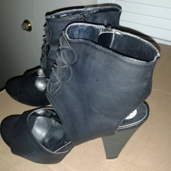 TRENDY OPEN BOOTS HEELS SHOES 10 - Picture 2 of 4