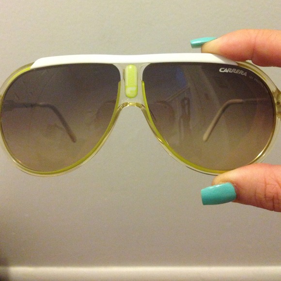 LIME GREEN AND WHITE CARERRA SUNGLASSES