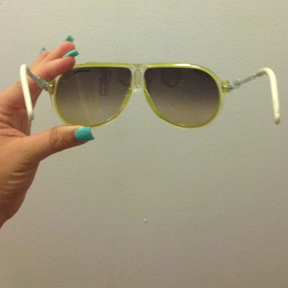 LIME GREEN AND WHITE CARERRA SUNGLASSES